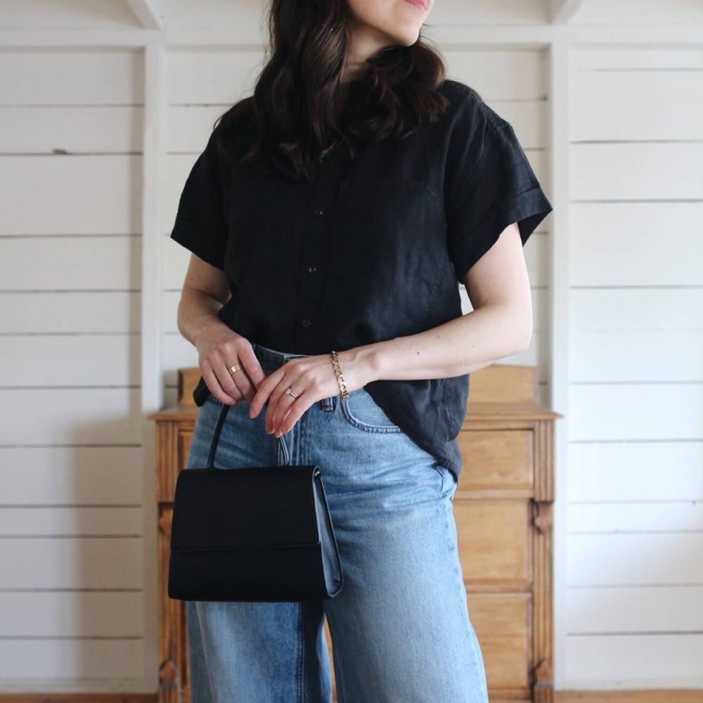 Power of my People The Philosopher Wayward fit Linen Shirt, black XXS